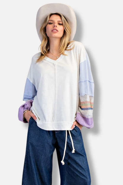 Color Mix Pullover - White
