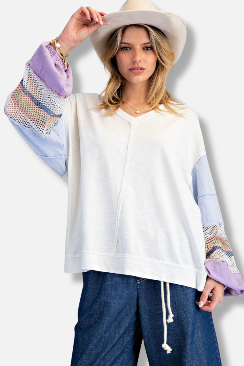 Color Mix Pullover - White
