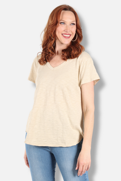 V-Neck Tee - Raw Linen