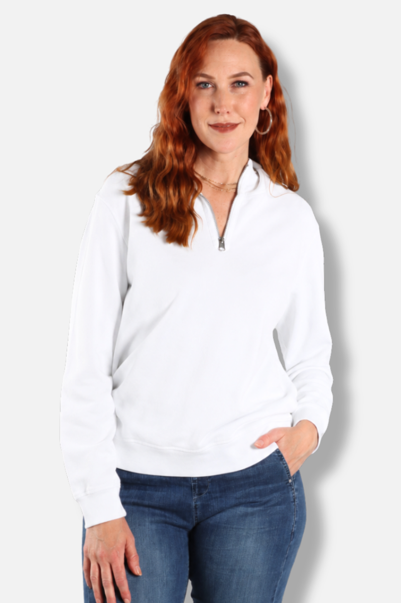 1/2 Zip Funnel - White