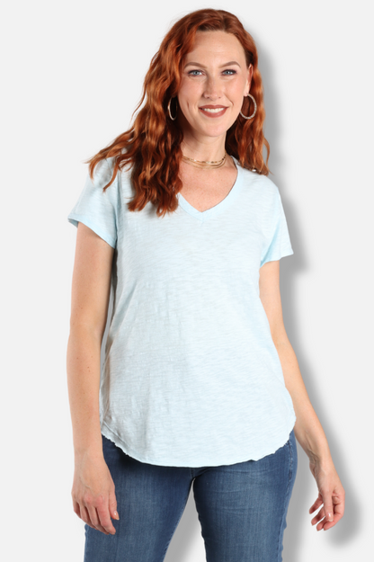 V-Neck Tee - Blue Pearl 