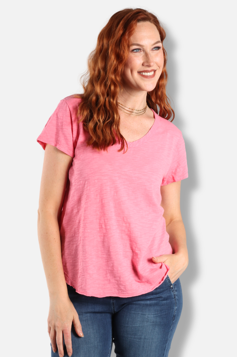 V-Neck Tee - Pink Shimmer 