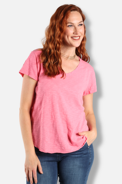 V-Neck Tee - Pink Shimmer 