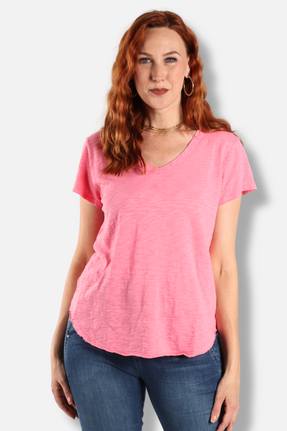 V-Neck Tee - Pink Shimmer 