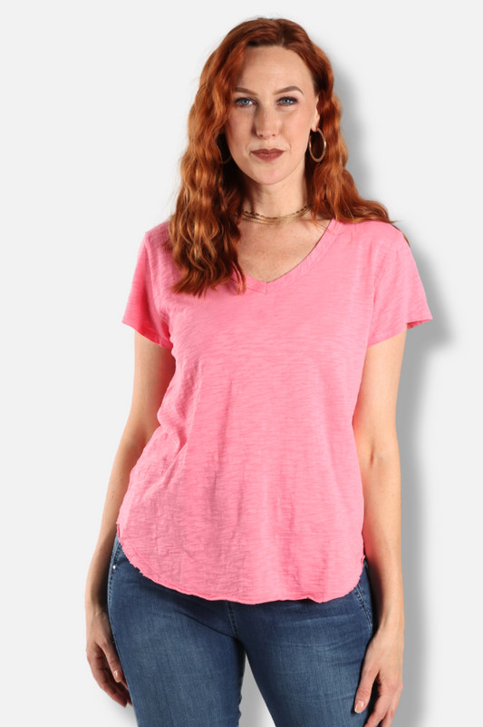 V-Neck Tee - Pink Shimmer 