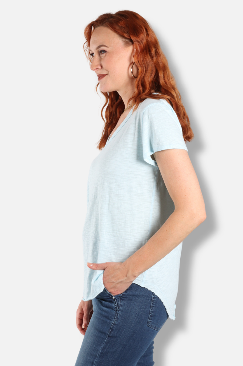 V-Neck Tee - Blue Pearl 