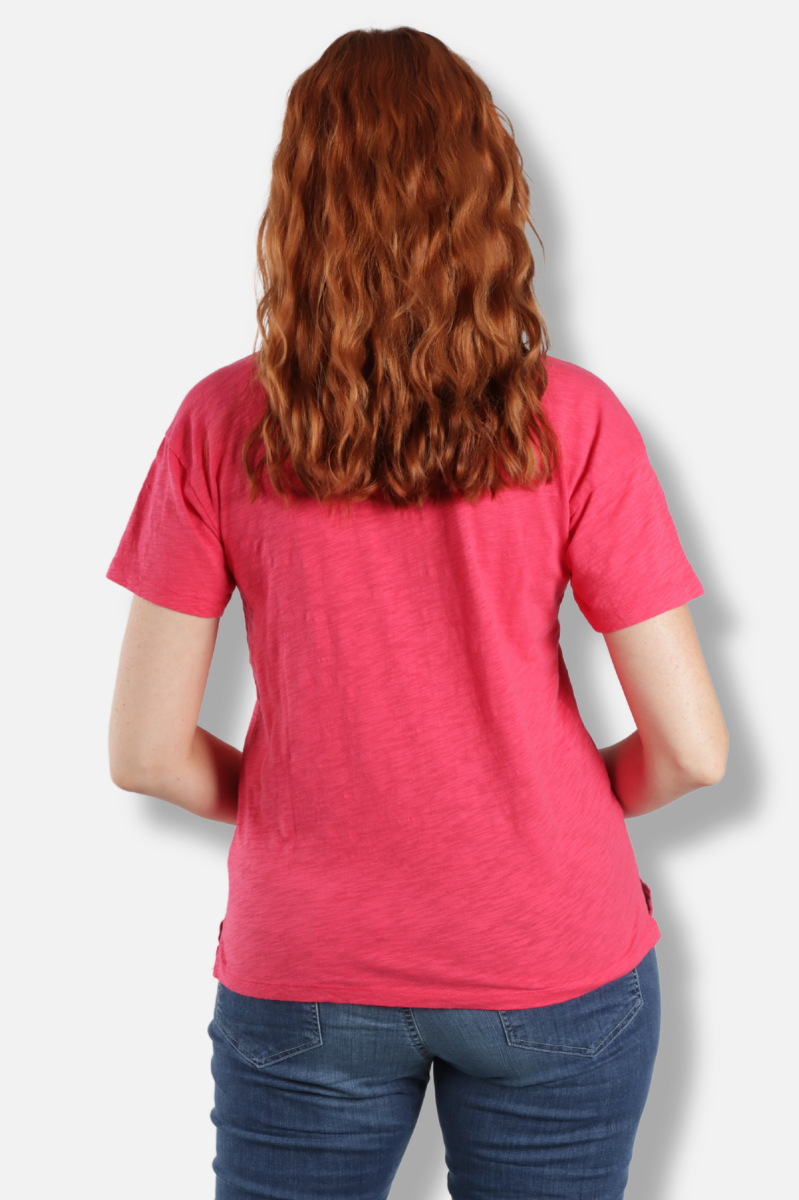 V-Neck Boxy Tee - Fuchsia Flash 