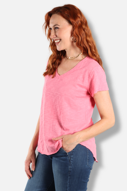 V-Neck Tee - Pink Shimmer 