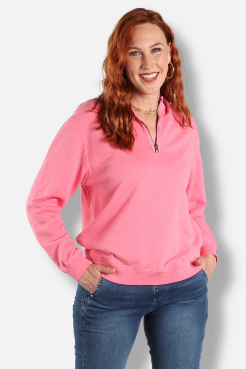 1/2 Zip Funnel - Pink Shimmer 