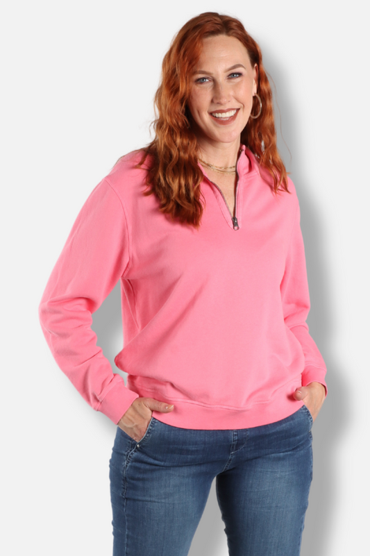 1/2 Zip Funnel - Pink Shimmer 