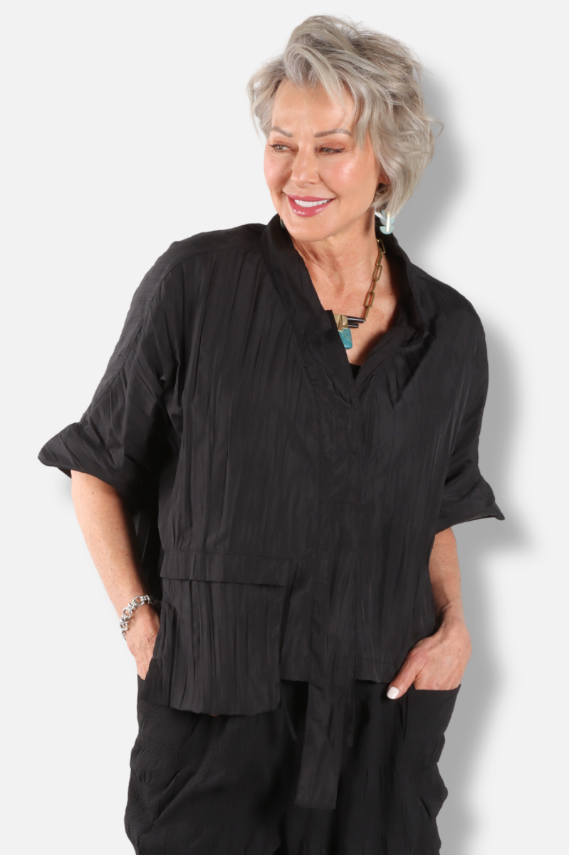 Tie Detail Top - Black