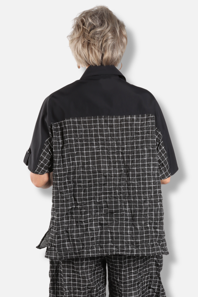 Tab Sleeve Top - Black & White