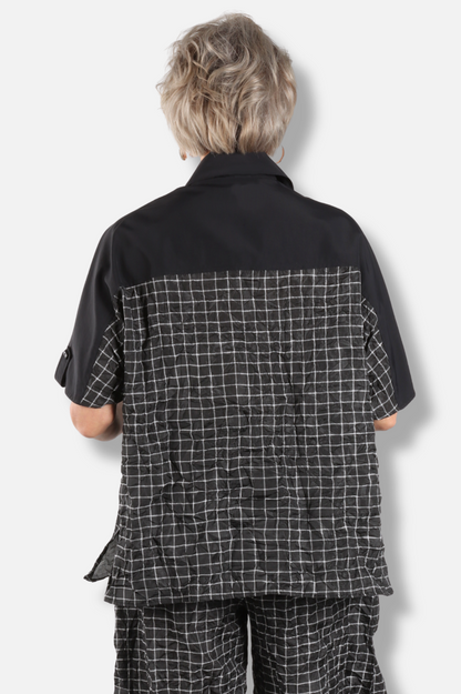 Tab Sleeve Top - Black & White