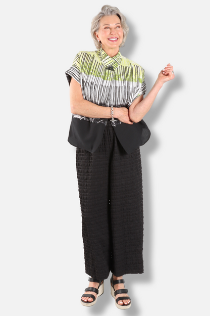 Single Button Top - Lime & Black