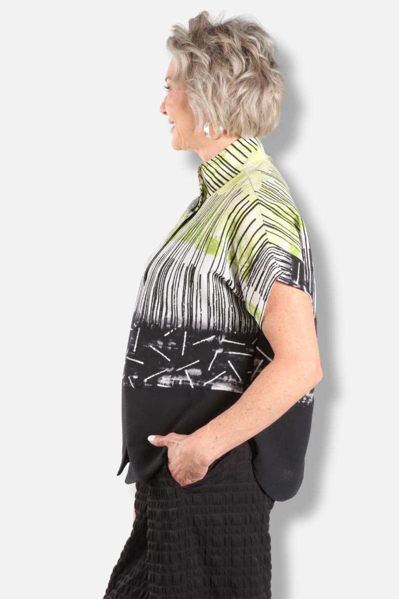 Single Button Top - Lime & Black