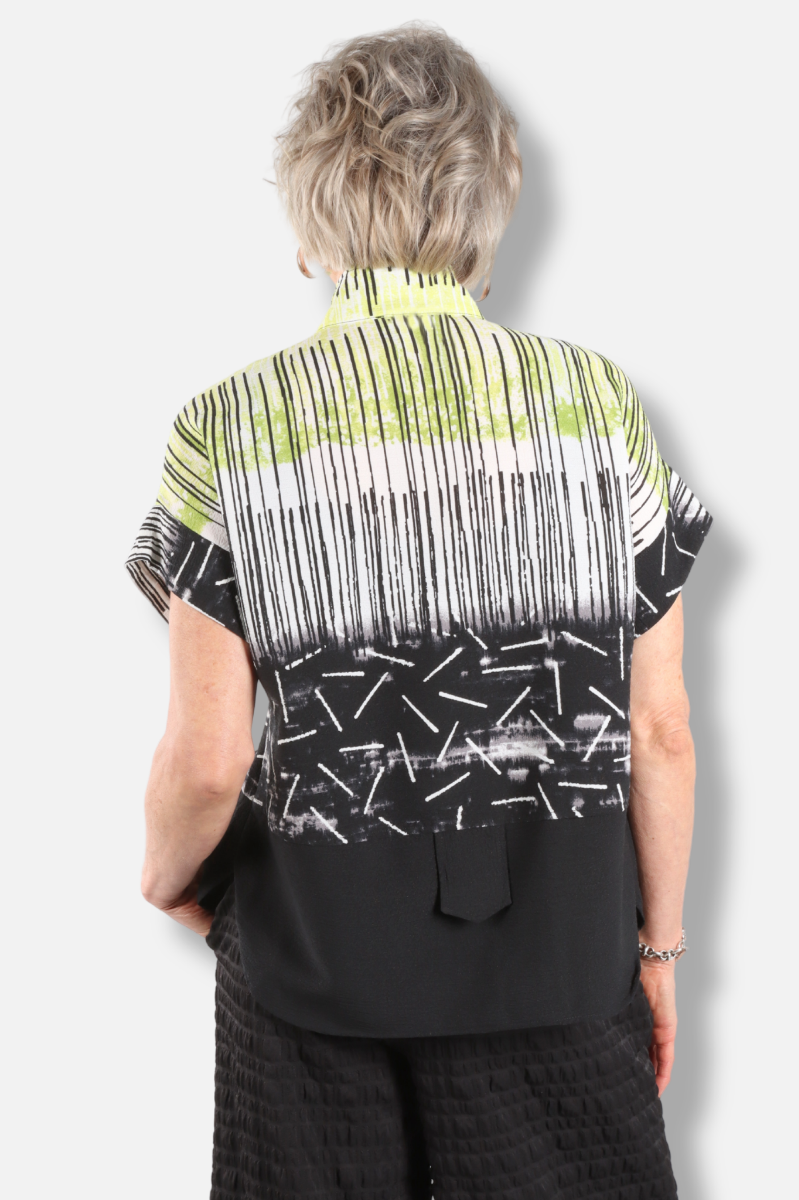 Single Button Top - Lime & Black