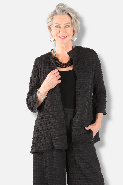Open Front Jacket - Black Pebble