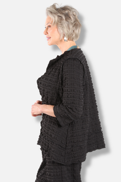 Open Front Jacket - Black Pebble