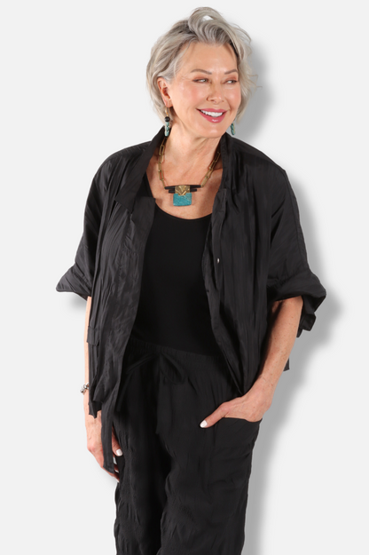 Tie Detail Top - Black