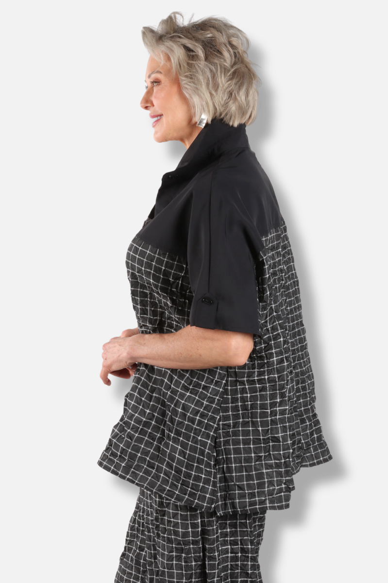 Tab Sleeve Top - Black & White