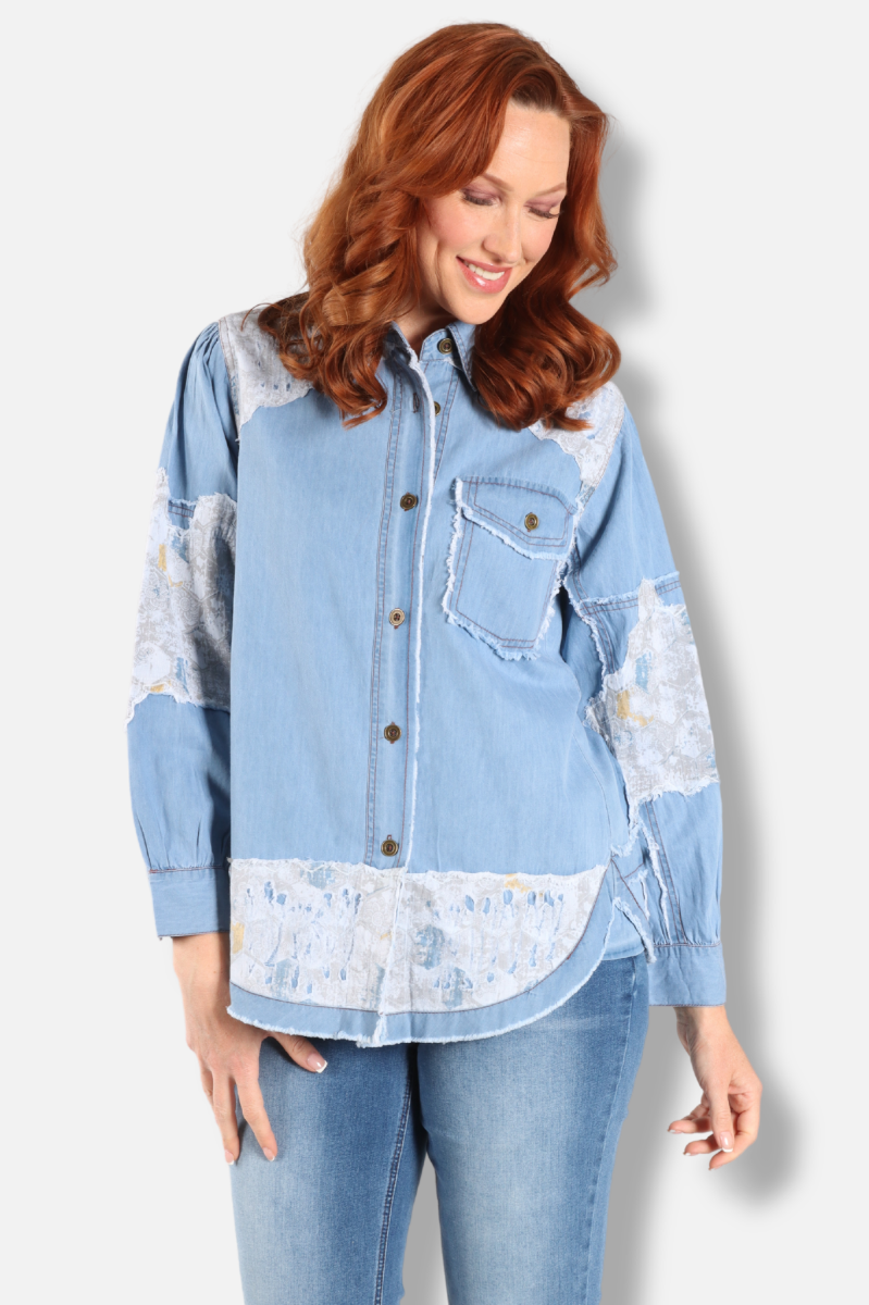 Frayed Edge Chambray Shirt - Denim