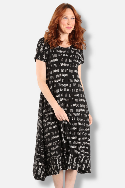 Ayla Dress - Black Script Print