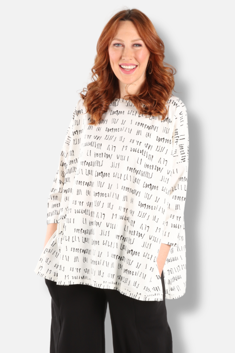 Karen Top - Ivory Script Print