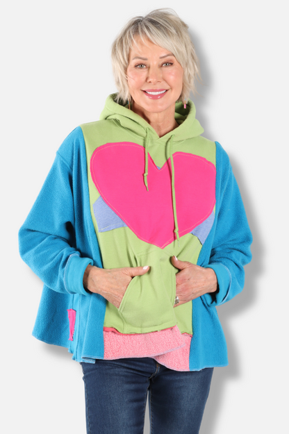 Heart Hoodie - Blue & Lime #1