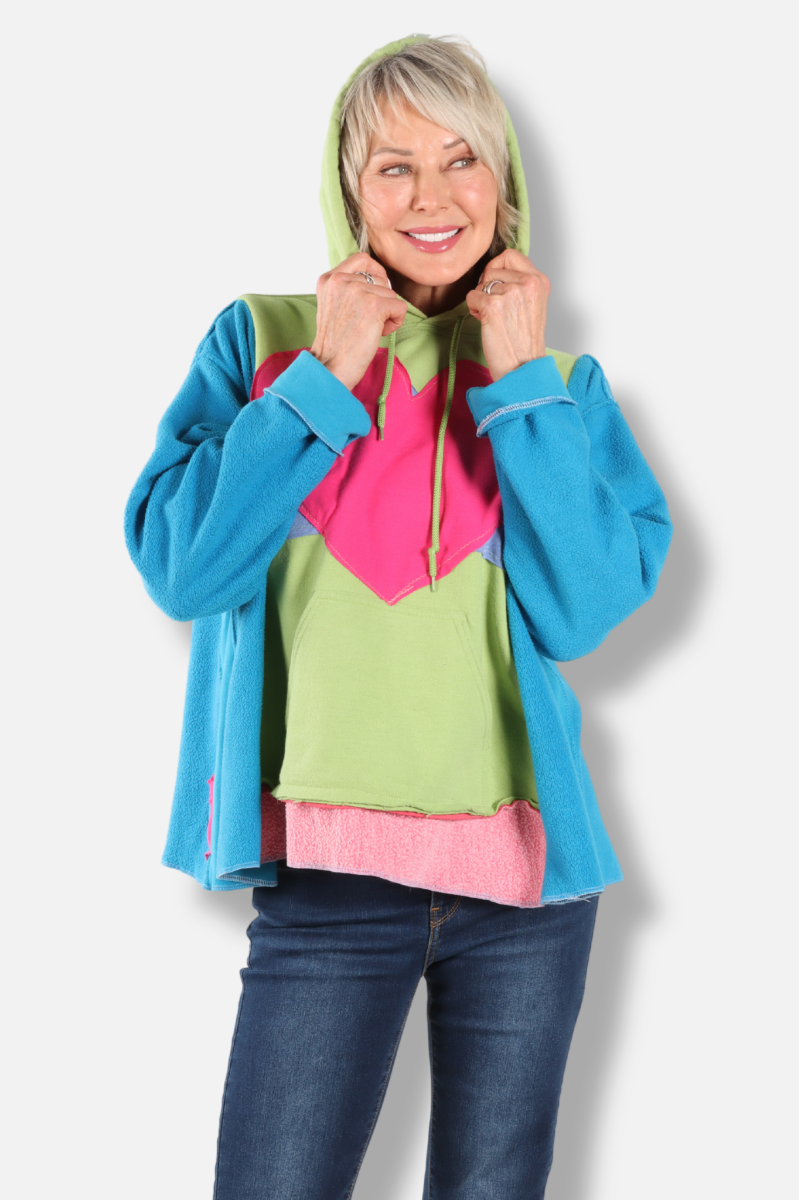 Heart Hoodie - Blue & Lime #1