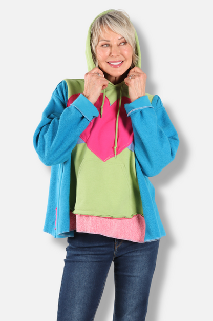 Heart Hoodie - Blue & Lime #1