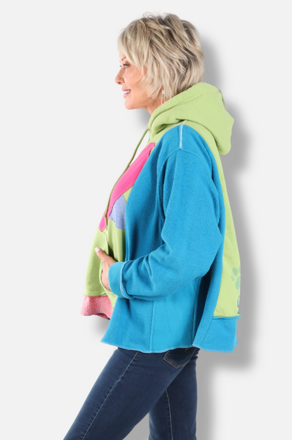 Heart Hoodie - Blue & Lime #1