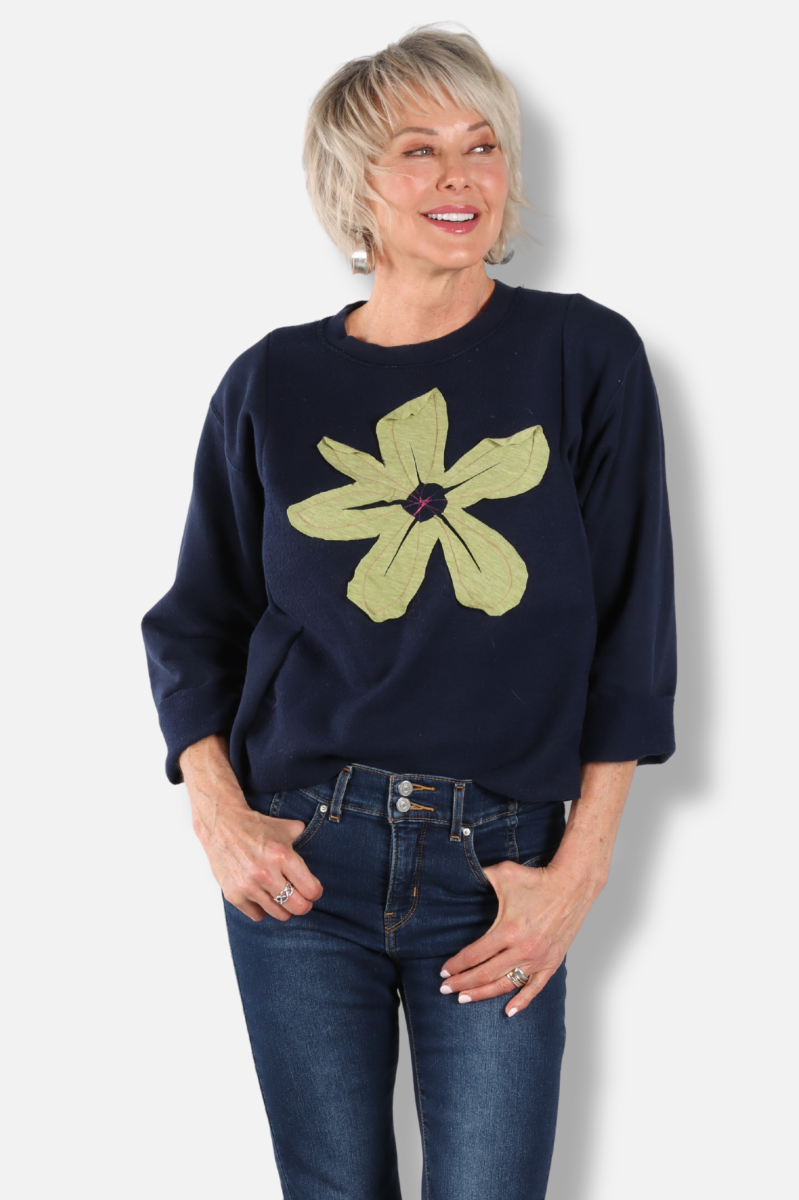Flower Sweatshirt - Navy #1