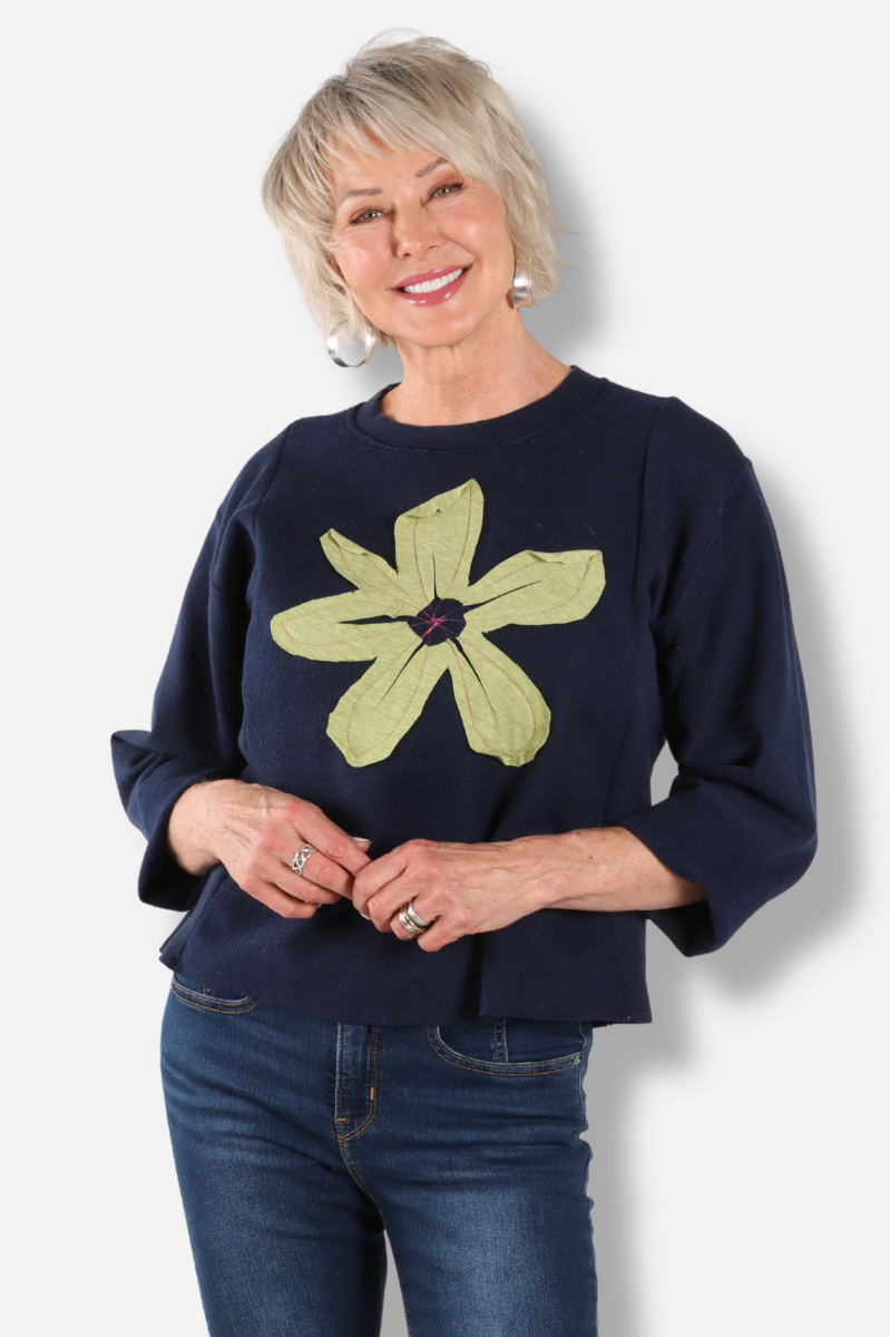 Flower Sweatshirt - Navy #1