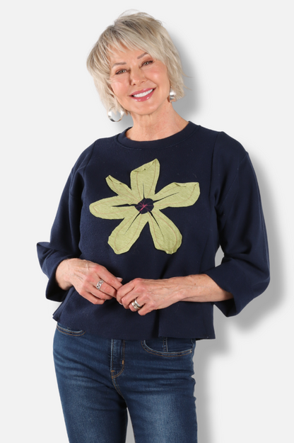 Flower Sweatshirt - Navy #1