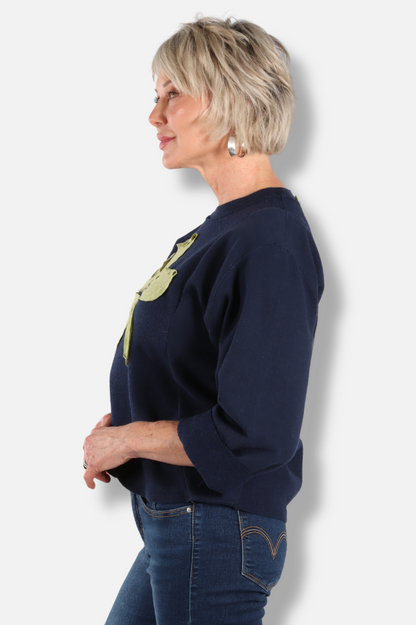 Flower Sweatshirt - Navy #1