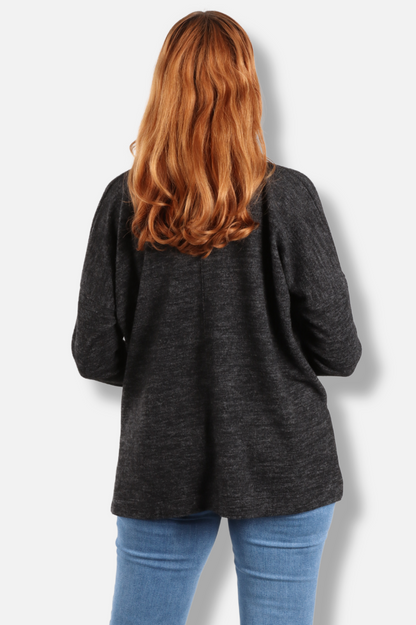 Boxy V-Neck Top - Black