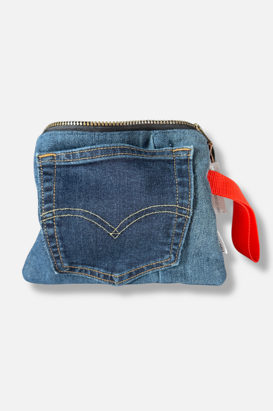 Upcycled Denim Wristlet - #2