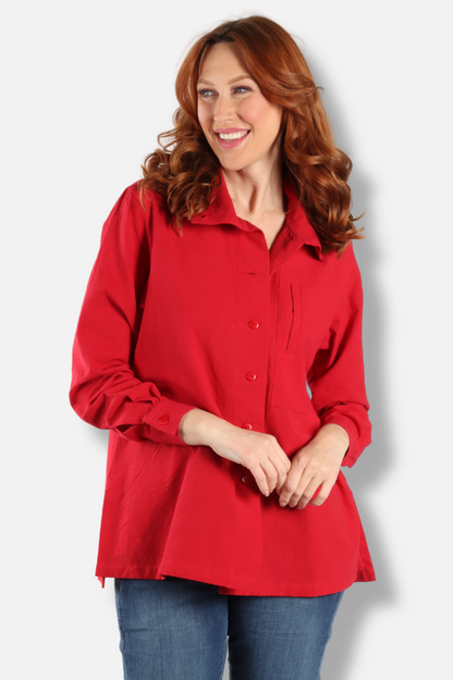 Hi Collar Shirt Plus - Milano Red