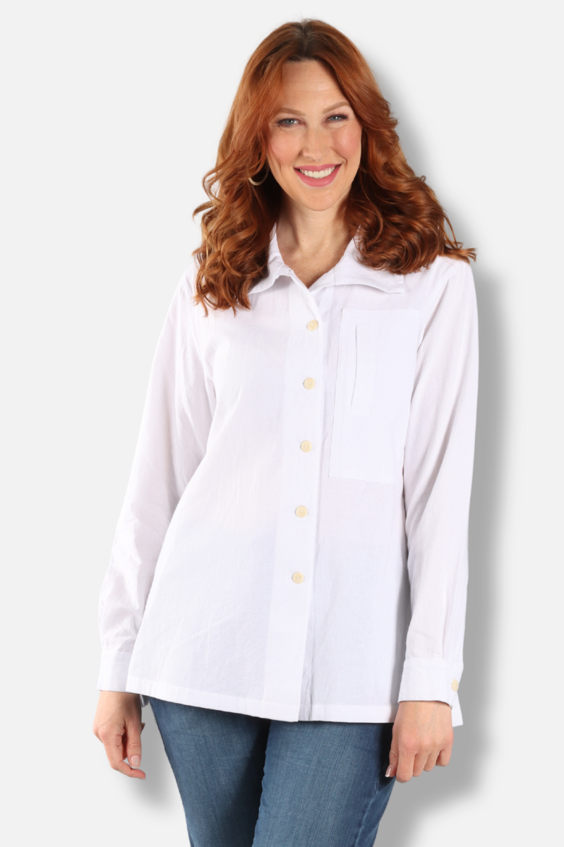 Hi Collar Shirt - White