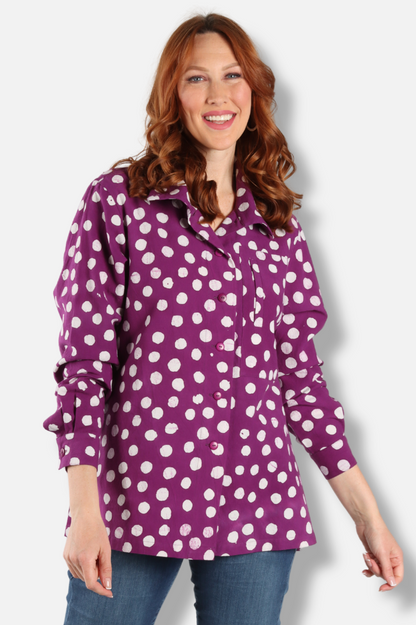 Hi Collar Big Shirt Plus - Purple Effervescence