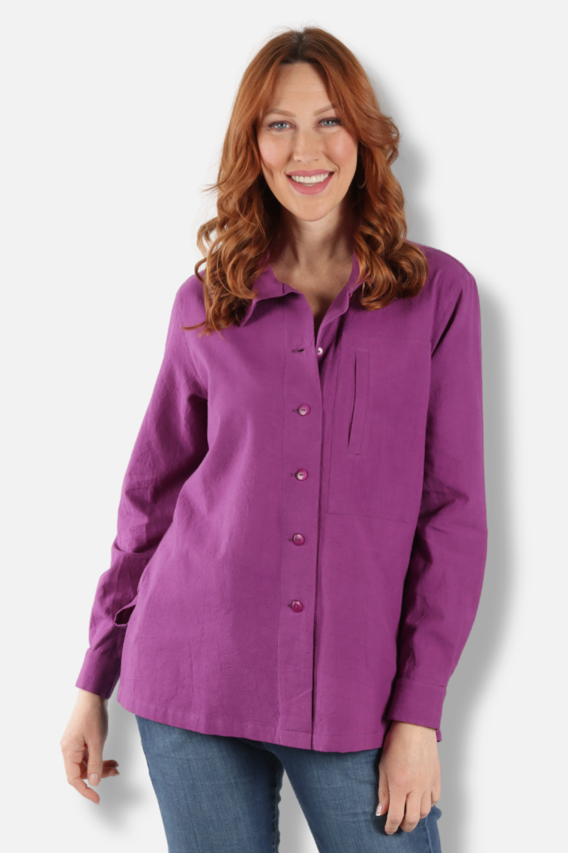 Hi Collar Shirt - Purple