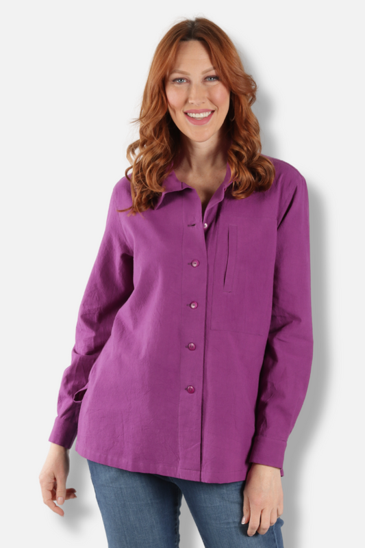 Hi Collar Shirt - Purple