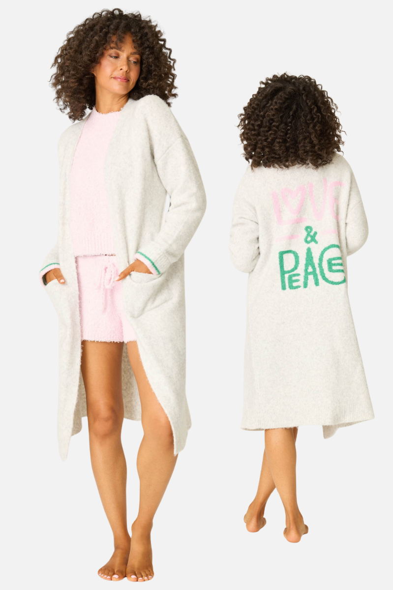 Peace & Love Snuggle Sweater - Heather Cloud
