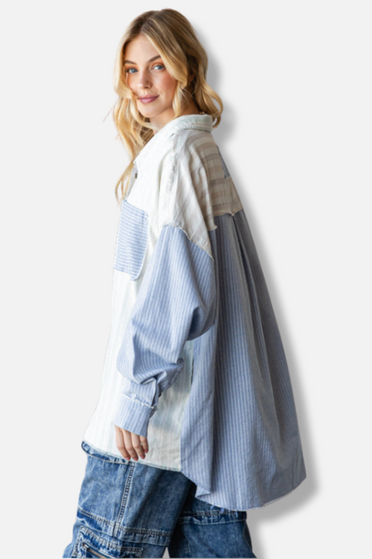 Striped Long Sleeve Shirt - Mint 