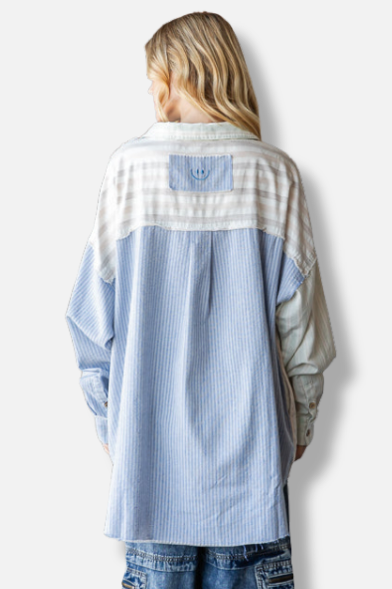 Striped Long Sleeve Shirt - Mint 