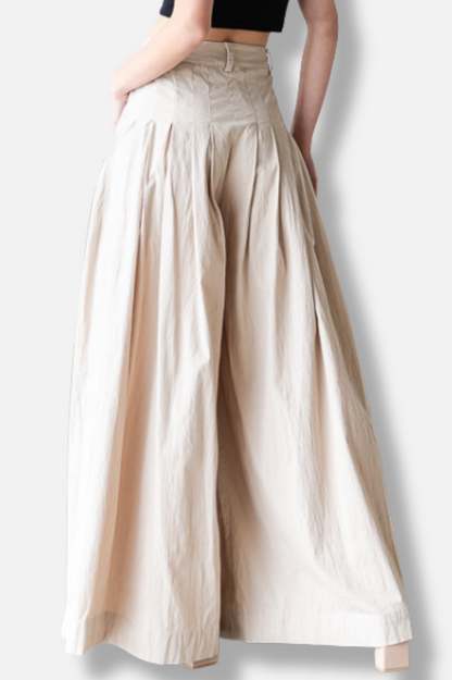 Wide Leg Pleated Pant- Taupe 