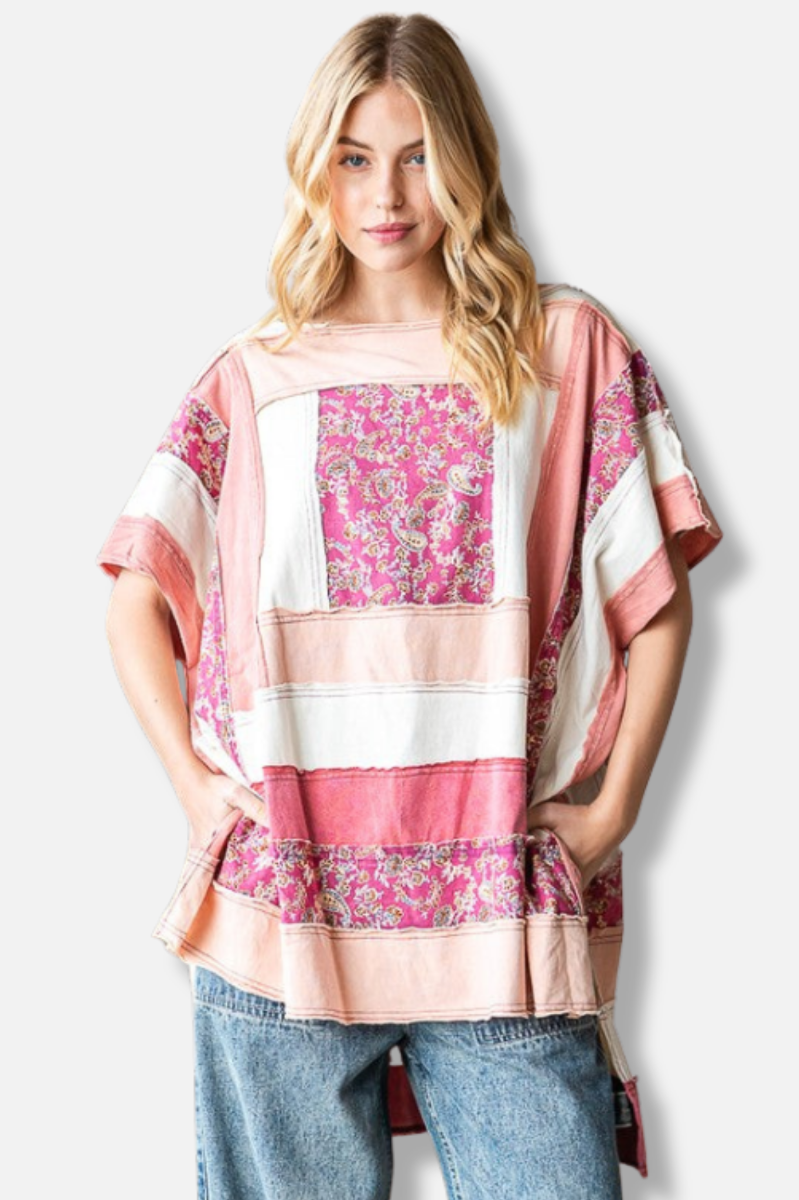 Washed Boxy Tee - Mauve Combo 