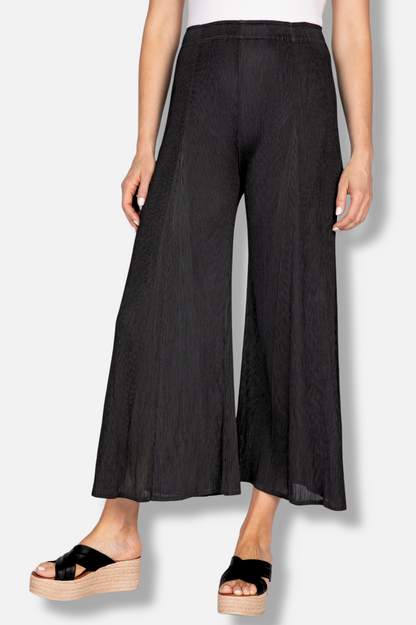 Statement Flare Flood Pant - Black Parisian Pleats