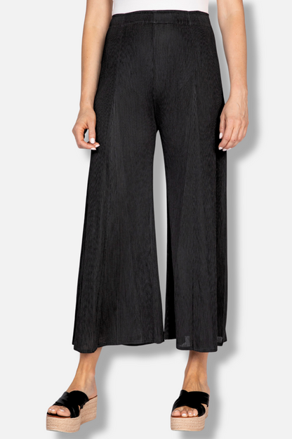 Statement Flare Flood Pant - Black Parisian Pleats