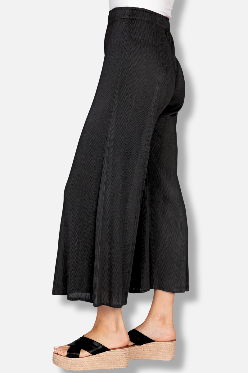 Statement Flare Flood Pant - Black Parisian Pleats